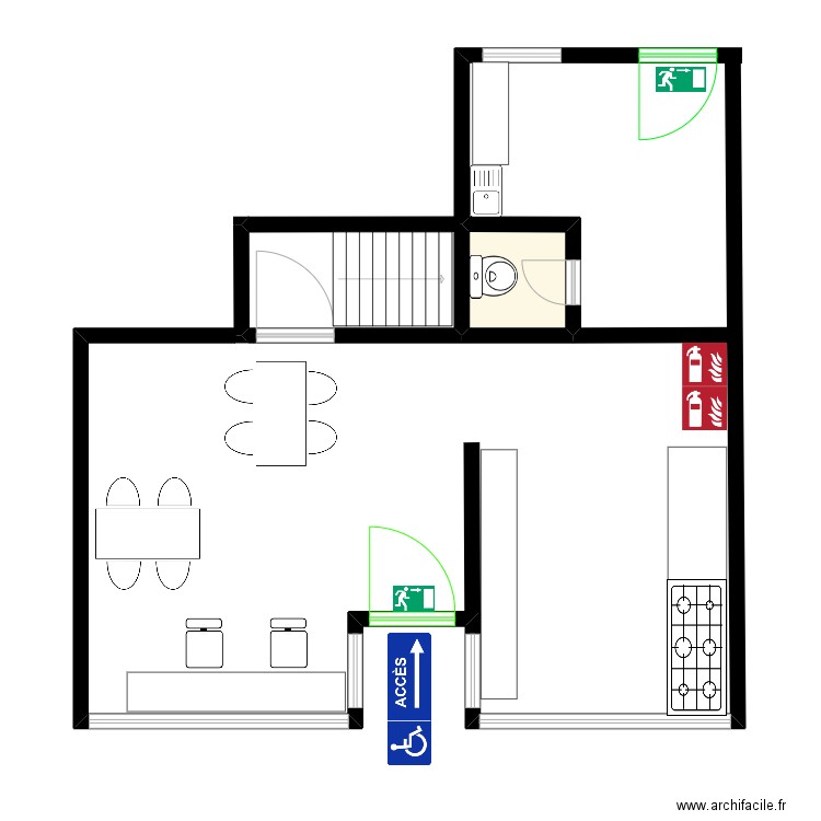 friterie. Plan de 1 pièce et 3 m2