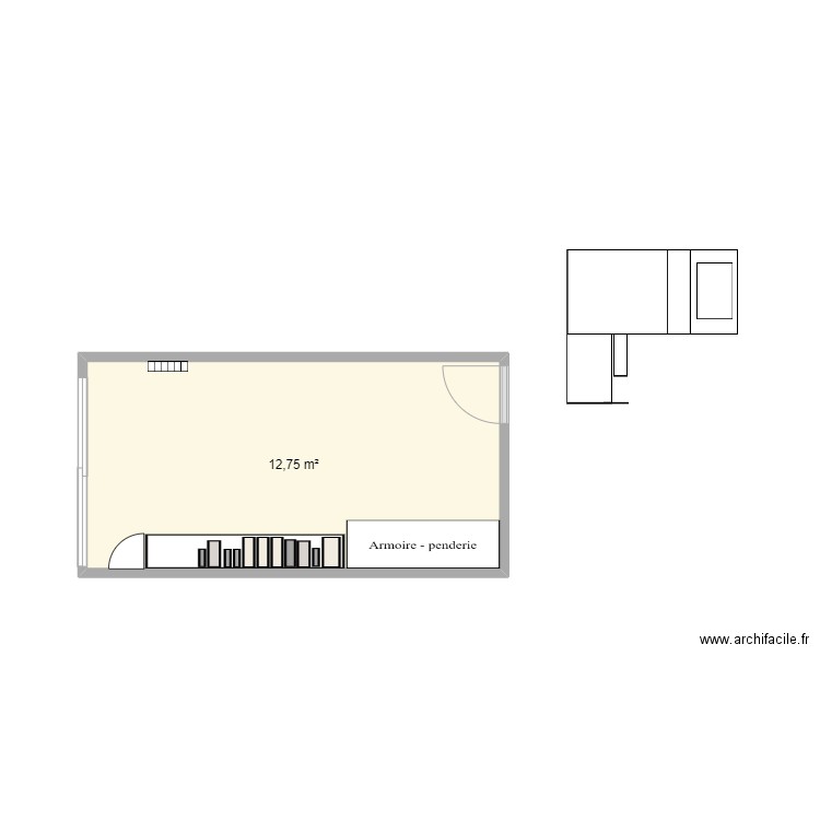 chambre Aaron. Plan de 1 pièce et 13 m2