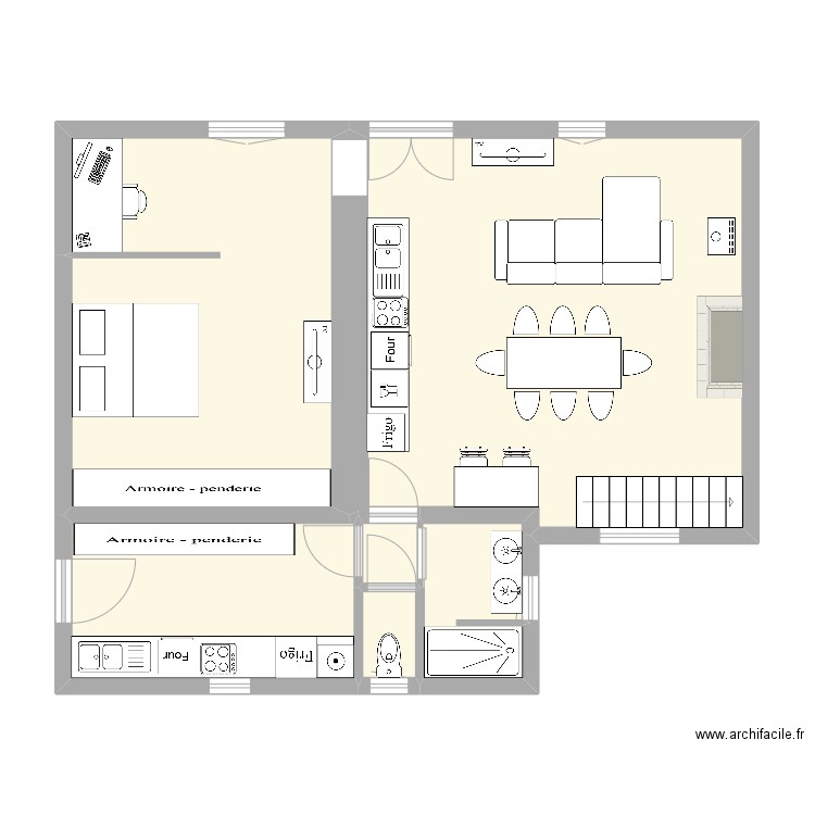 plan aménagement 4. Plan de 6 pièces et 75 m2