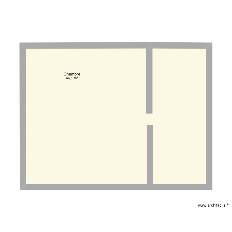 Chambre. Plan de 1 pièce et 46 m2