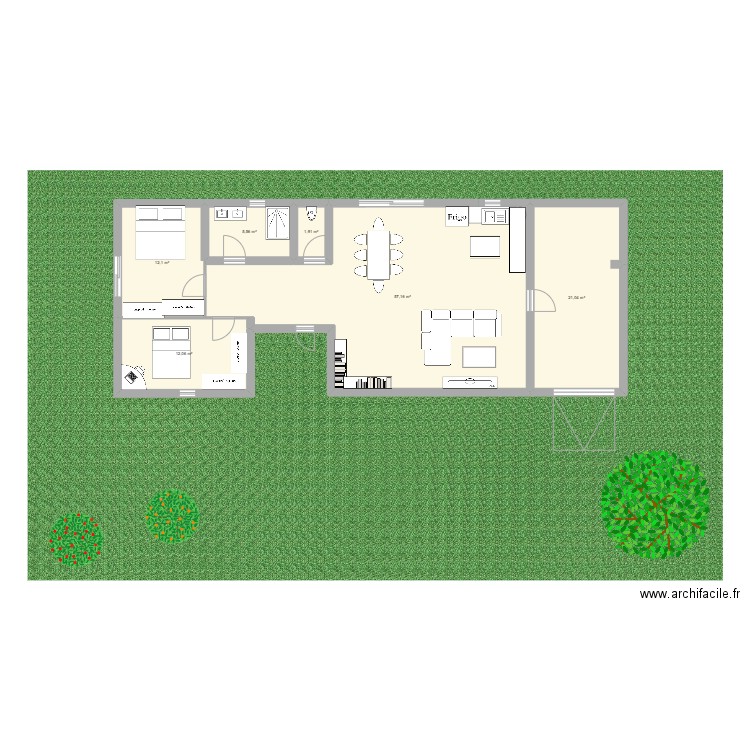 maison 2 U. Plan de 6 pièces et 110 m2