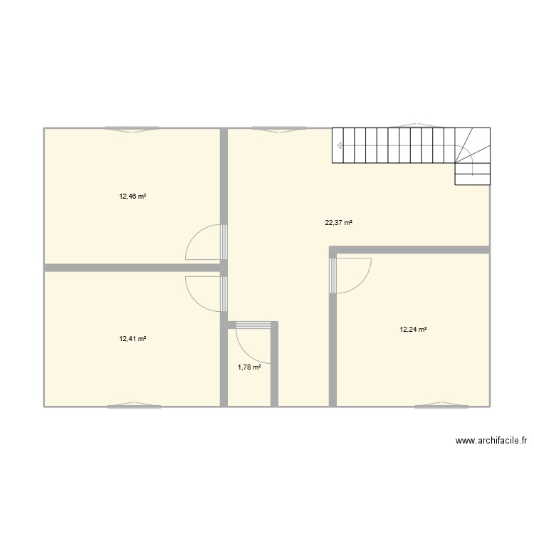 etage. Plan de 5 pièces et 61 m2