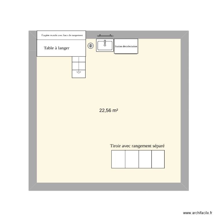 Aménagement fictif. Plan de 1 pièce et 23 m2