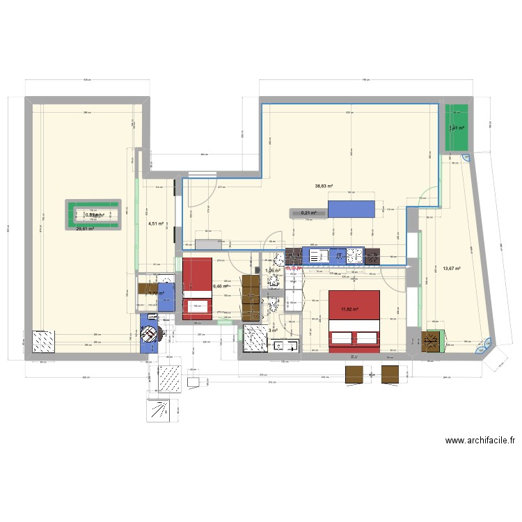 Pl6. Plan de 13 pièces et 118 m2