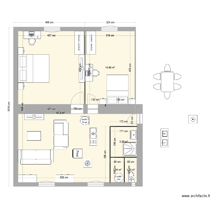 Gabriel peri calque2. Plan de 5 pièces et 68 m2