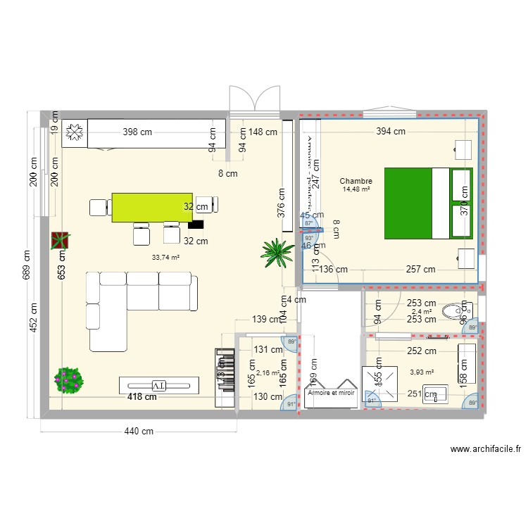 BASE APPART SOUS SOL 3. Plan de 5 pièces et 57 m2