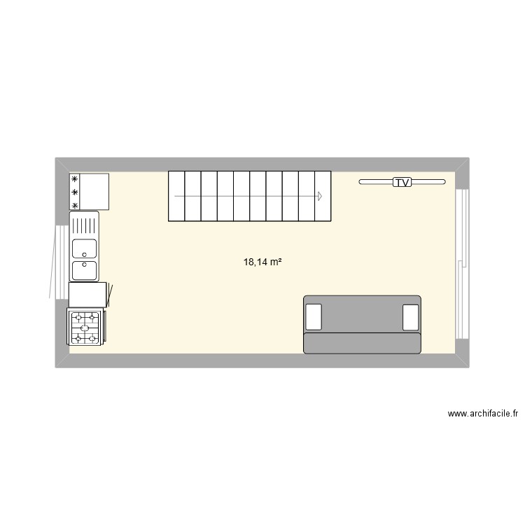 test. Plan de 1 pièce et 18 m2