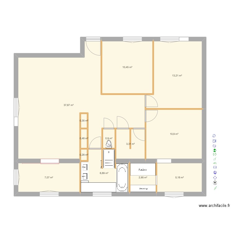 Extension maison - elec. Plan de 13 pièces et 100 m2