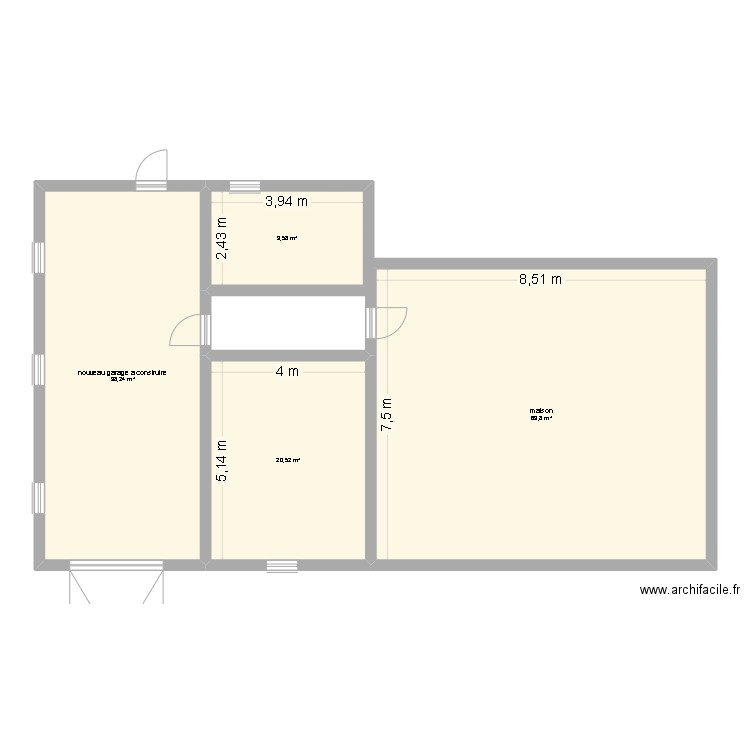 garage. Plan de 4 pièces et 132 m2