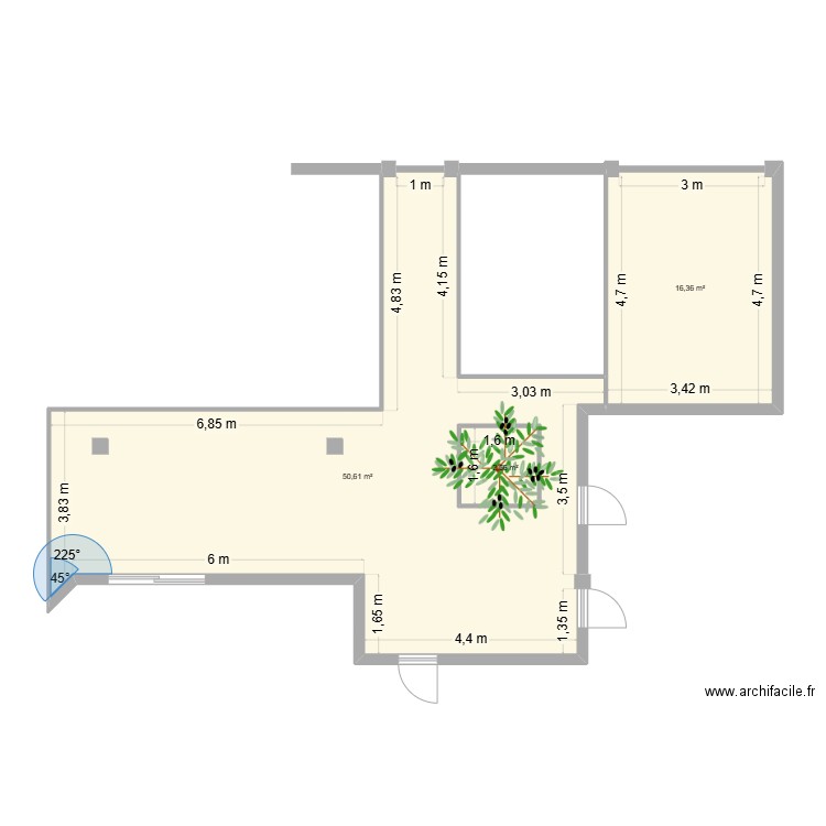 Terrasse Lejeune Mauguio. Plan de 3 pièces et 72 m2