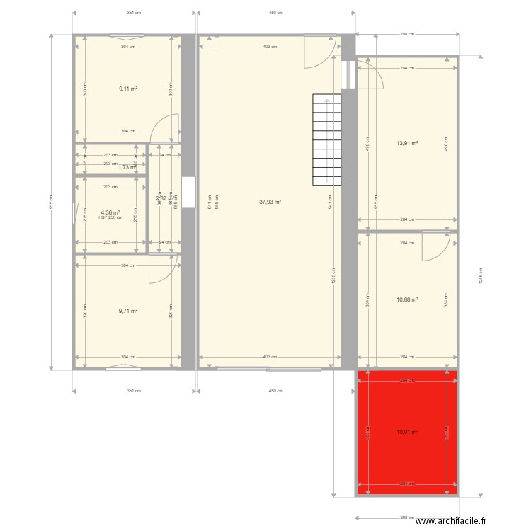 chanchan. Plan de 9 pièces et 101 m2