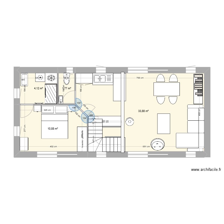 Rdc Annexe KS 2025 01 26 Pierre. Plan de 4 pièces et 51 m2