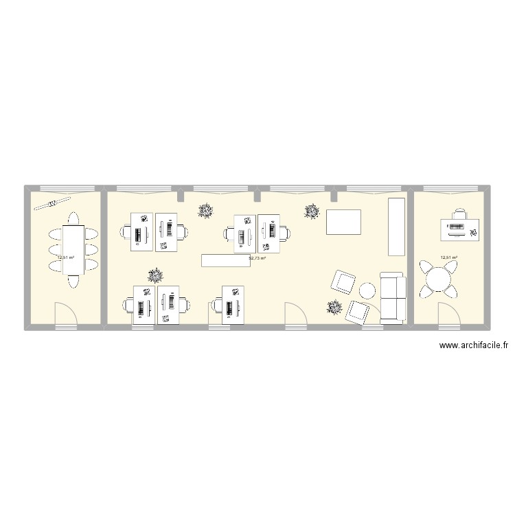 Openspace v2. Plan de 3 pièces et 78 m2