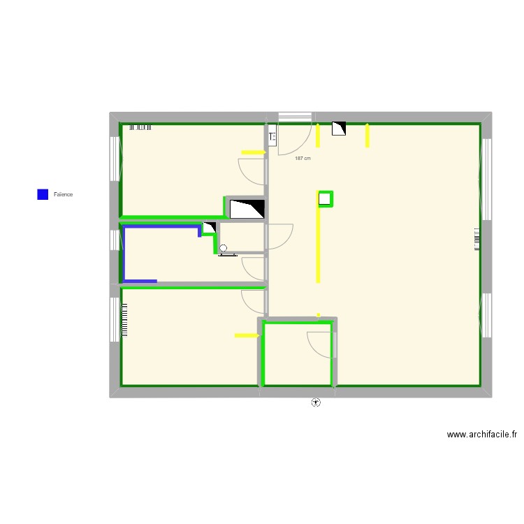 Gout futur - Carrelage. Plan de 8 pièces et 67 m2