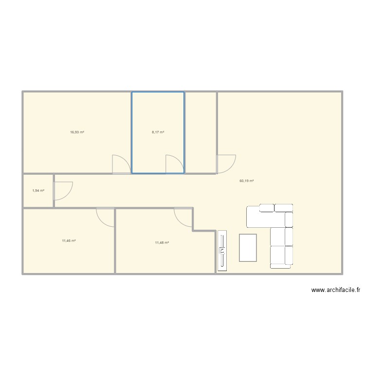 aAppartement. Plan de 6 pièces et 110 m2