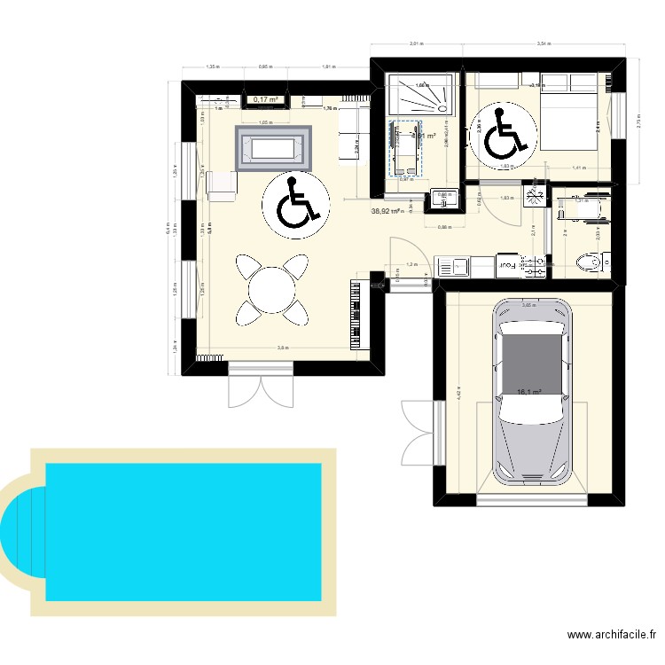 Plan. Plan de 4 pièces et 60 m2