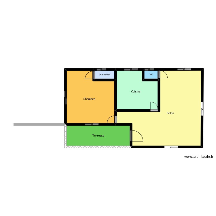 studio angondjé. Plan de 6 pièces et 51 m2