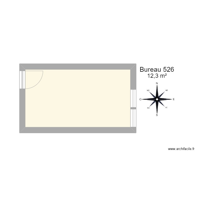 Bureau 526. Plan de 1 pièce et 12 m2