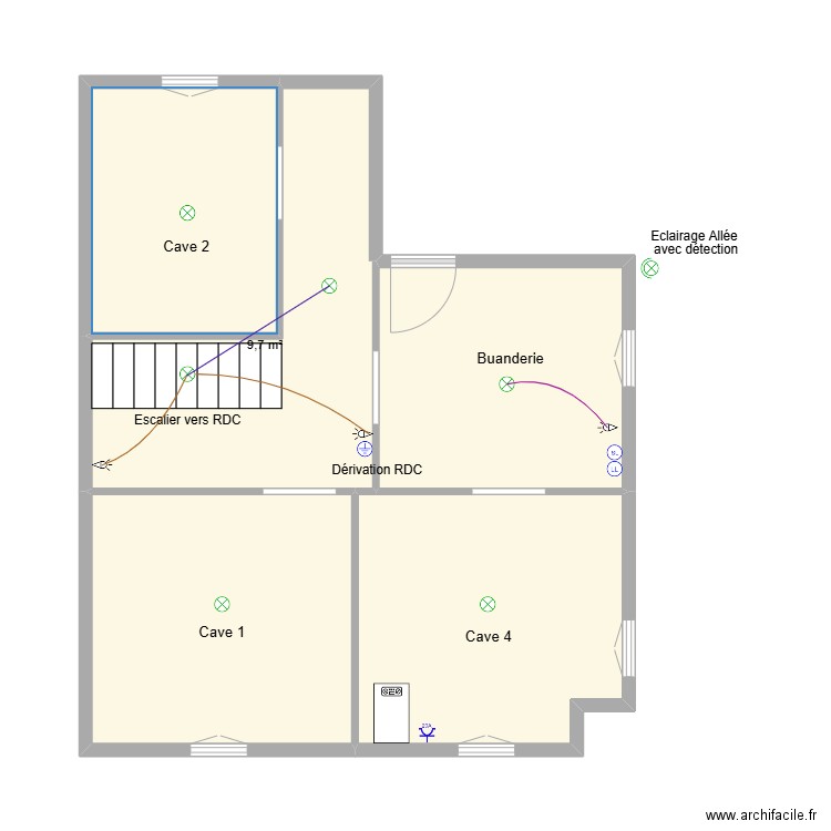 PERROY - SOUS SOL. Plan de 5 pièces et 44 m2