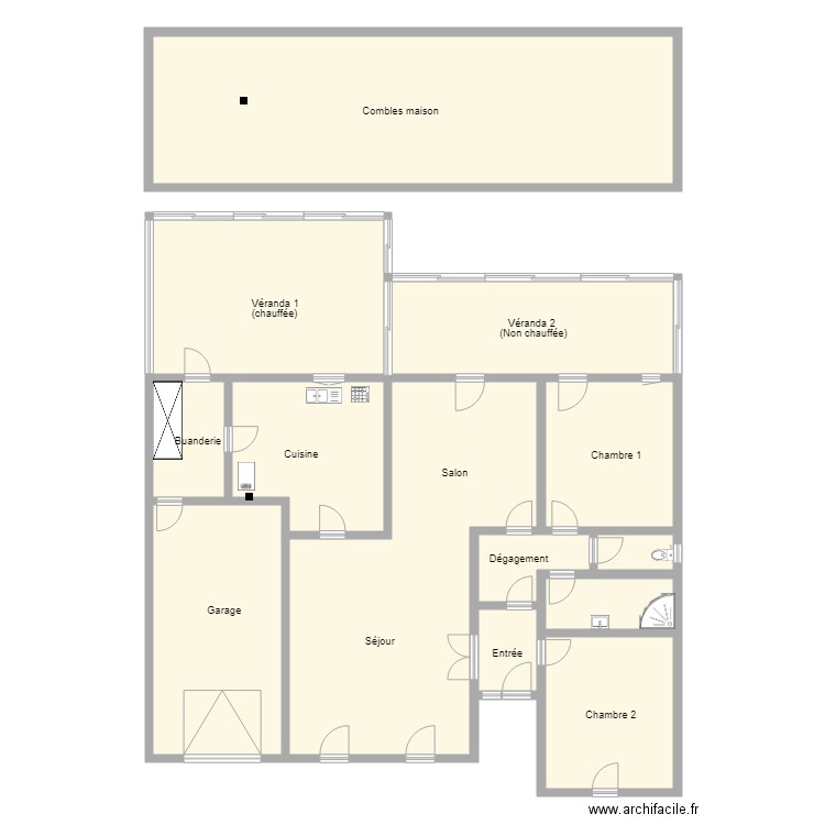 DALOT RDC . Plan de 13 pièces et 309 m2