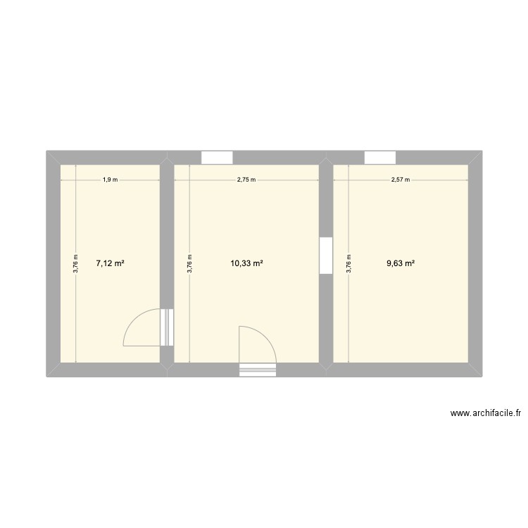 Sous-Sol_Clamart. Plan de 3 pièces et 27 m2