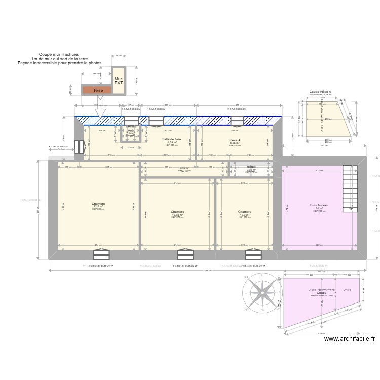  ML25000900  PINEAU. Plan de 14 pièces et 177 m2