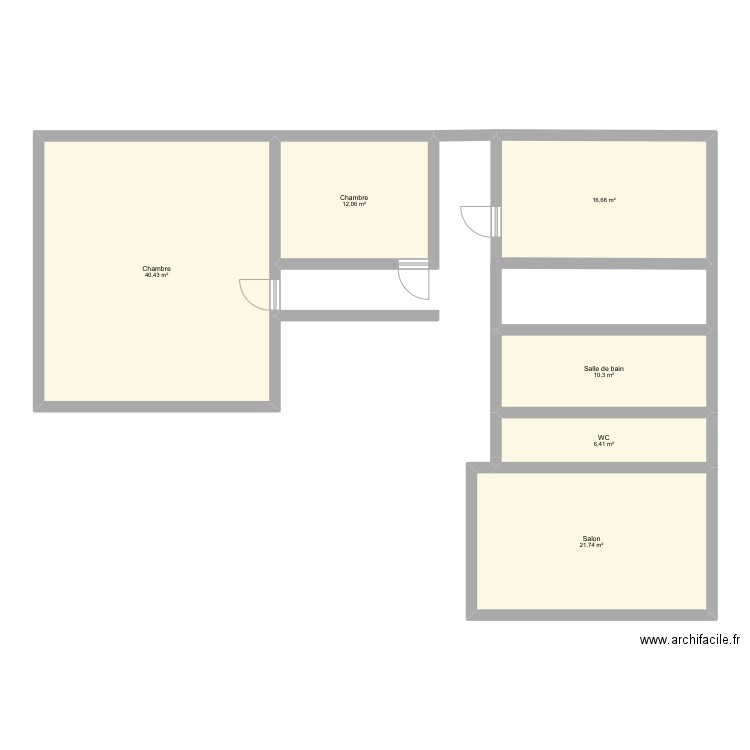 Plan appart actuel. Plan de 6 pièces et 108 m2