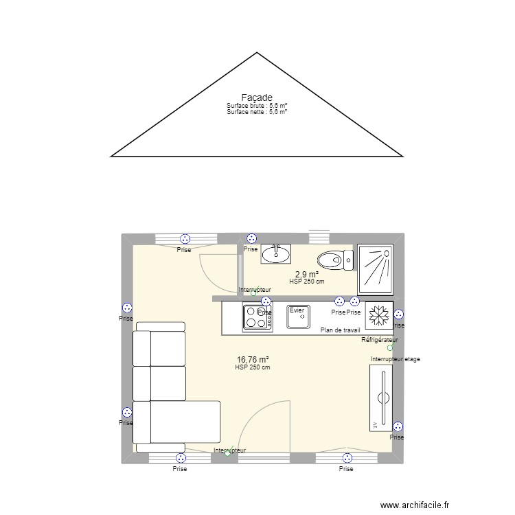 ANNEXE JARDIN3. Plan de 6 pièces et 62 m2