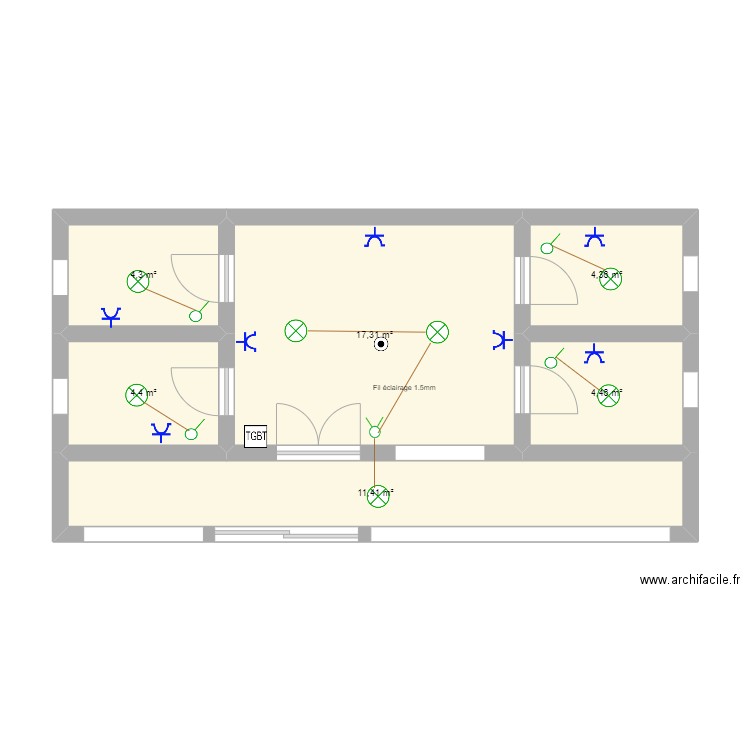 DEBORHA. Plan de 6 pièces et 46 m2