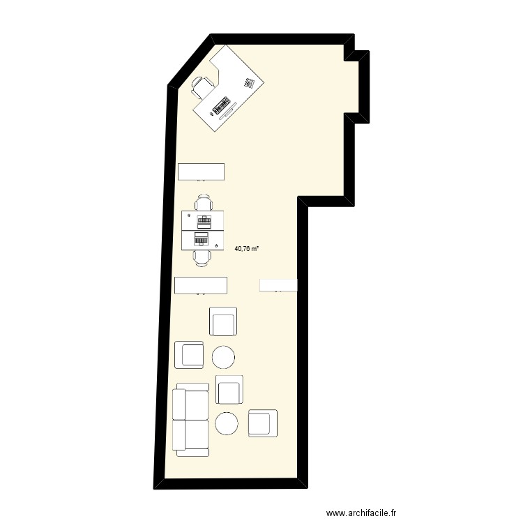 Bureau. Plan de 1 pièce et 41 m2