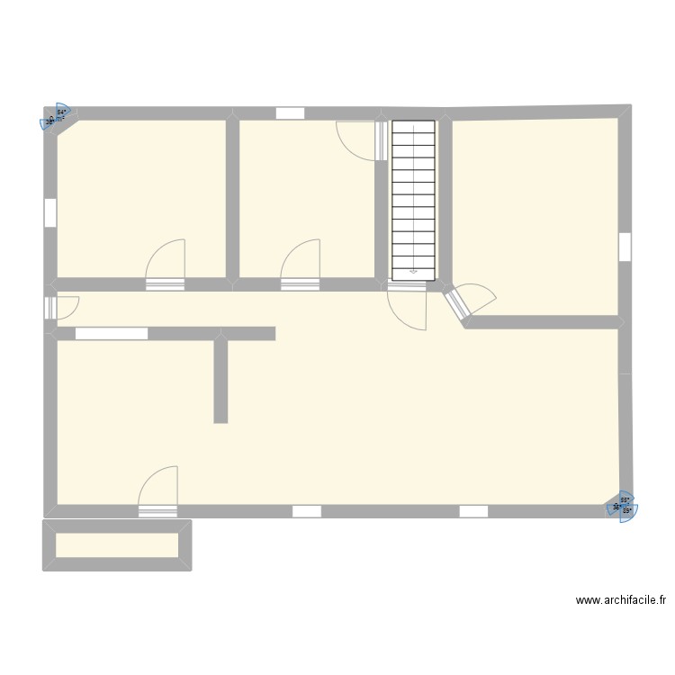 Plan 1er étage. Plan de 8 pièces et 86 m2