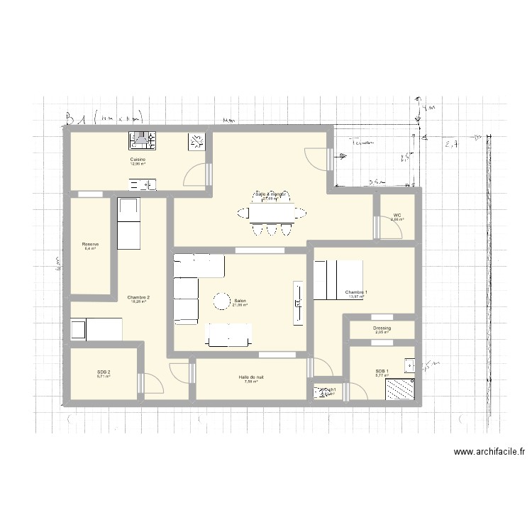 Maison 2 ch. Plan de 12 pièces et 125 m2