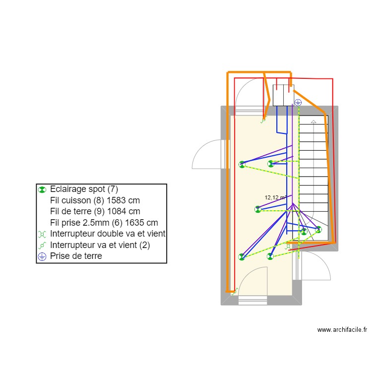 telerupteur . Plan de 1 pièce et 12 m2