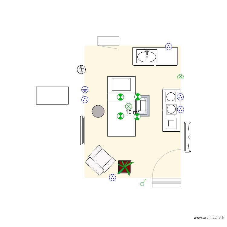 plan cabine d'épilation . Plan de 1 pièce et 10 m2