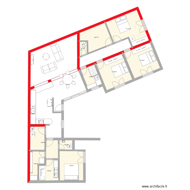 Plan B 2 Mas des Olivettes. Plan de 11 pièces et 84 m2