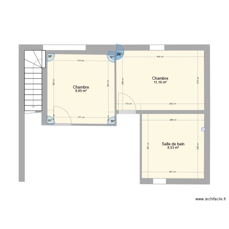 gace sous sol. Plan de 3 pièces et 30 m2