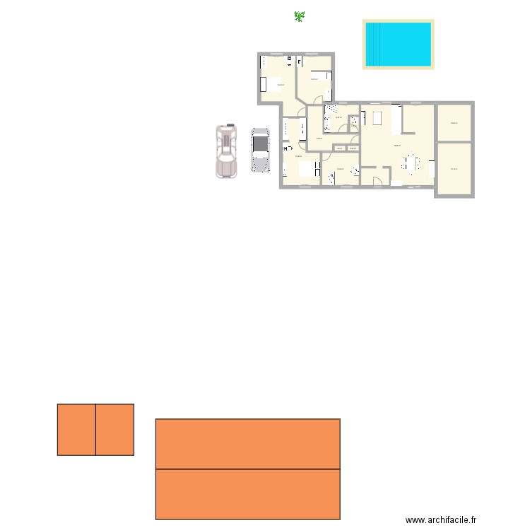 Maison. Plan de 14 pièces et 155 m2