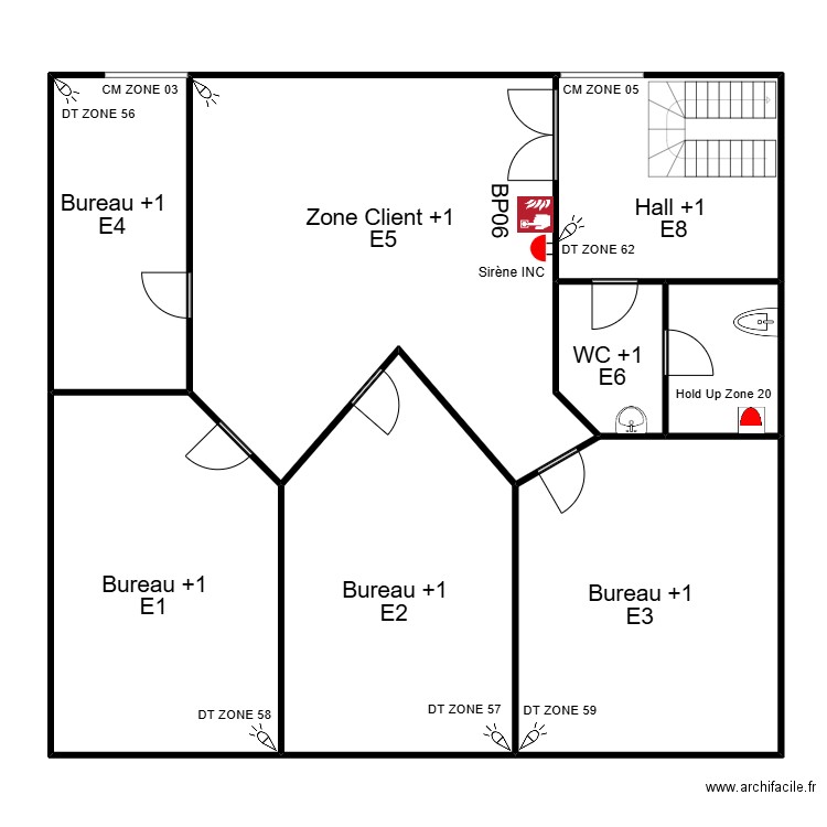 Chp 1er. Plan de 8 pièces et 232 m2