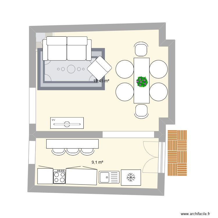 Victor Rousseau 1. Plan de 2 pièces et 29 m2