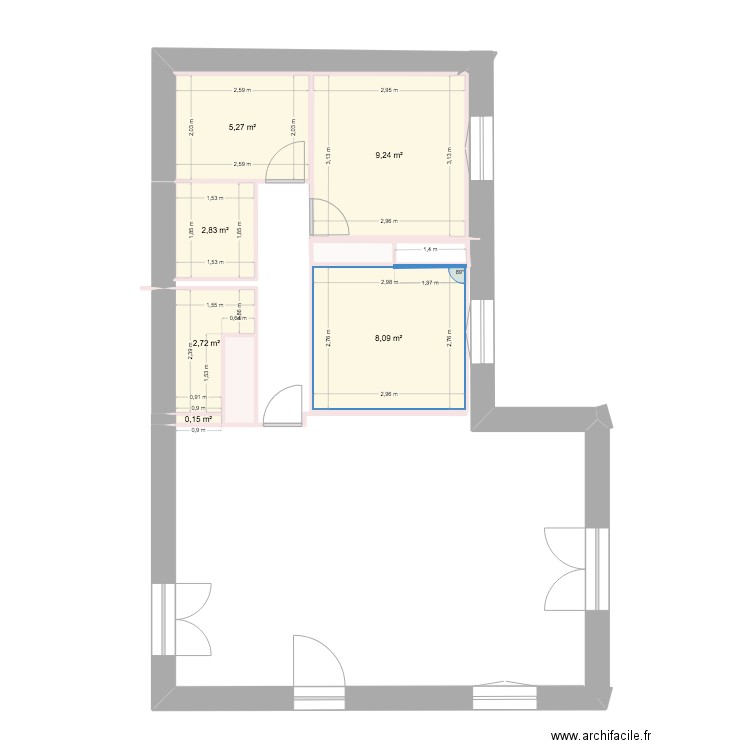 plan Mas  phase 2 . Plan de 8 pièces et 30 m2