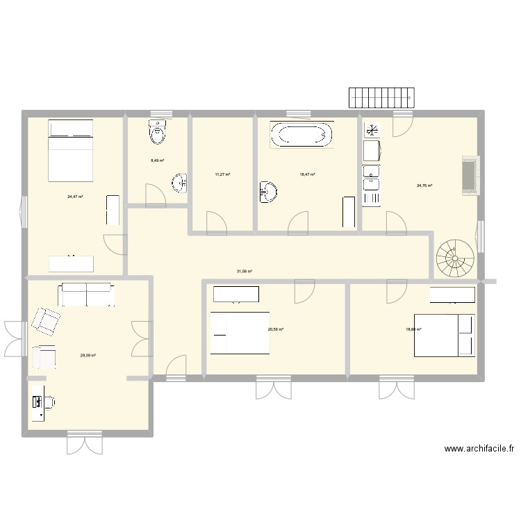 Cunha R+1. Plan de 9 pièces et 188 m2