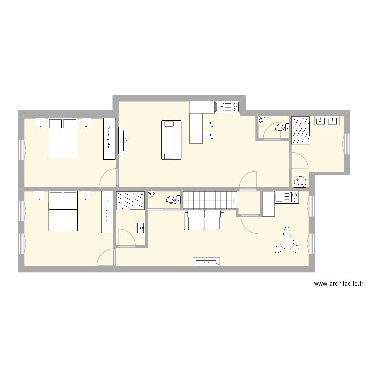 Plan Saverdun. Plan de 9 pièces et 102 m2