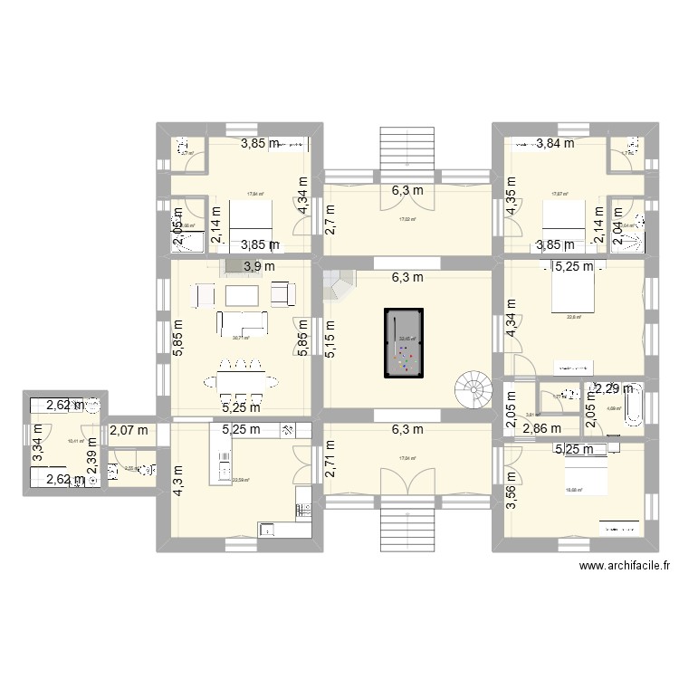 sta Cat archi. Plan de 18 pièces et 229 m2