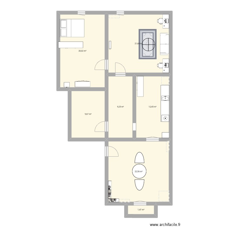 Maison. Plan de 7 pièces et 97 m2