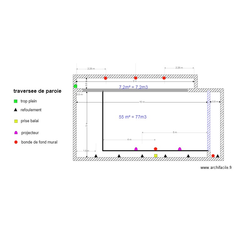 piscine theo. Plan de 4 pièces et 61 m2