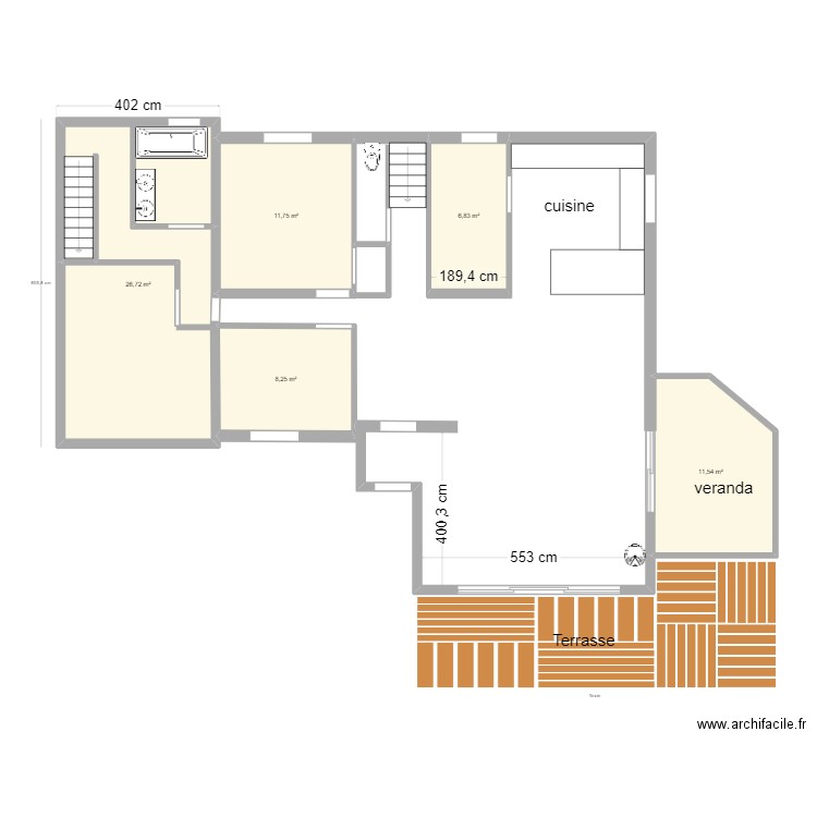 Theix base. Plan de 5 pièces et 65 m2