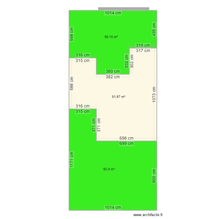 Plan de masse 1/100eme. Plan de 3 pièces et 234 m2