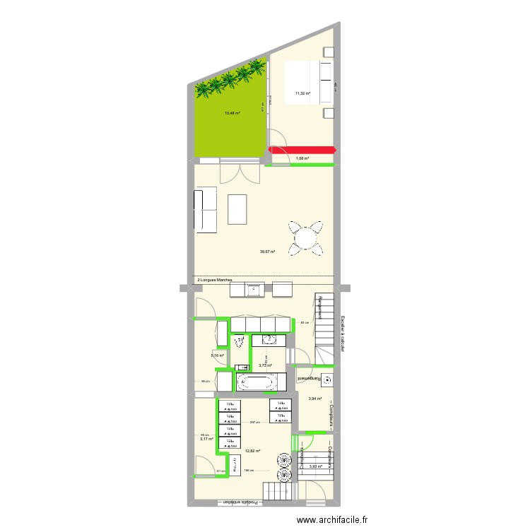 BAUCQ 77 Rez de Jardin V2. Plan de 10 pièces et 95 m2