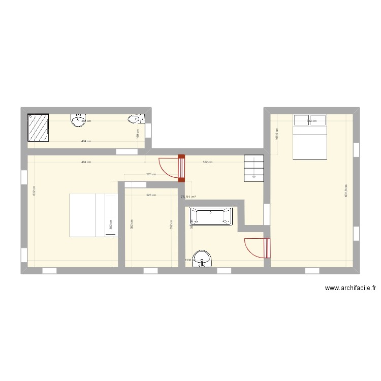 PLAN 4. Plan de 1 pièce et 76 m2