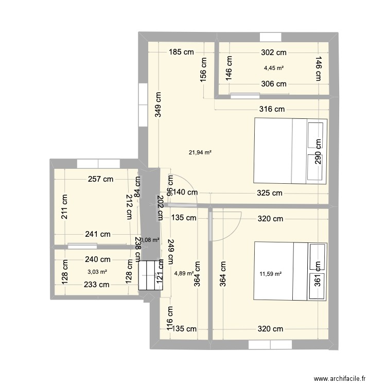 extension. Plan de 6 pièces et 46 m2